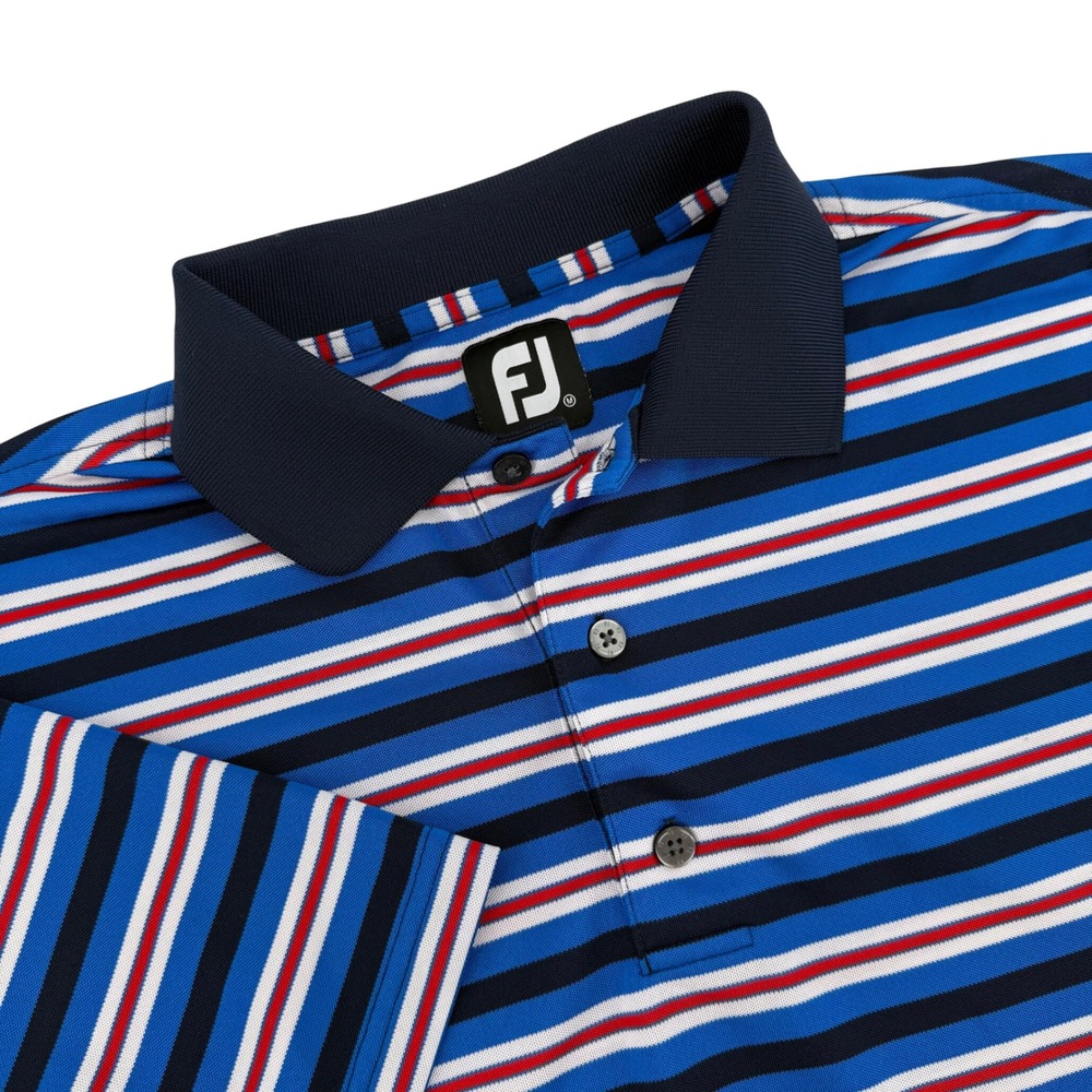 FootJoy‎ Mens Blue Striped Performance Golf Polo Shirt Size XL